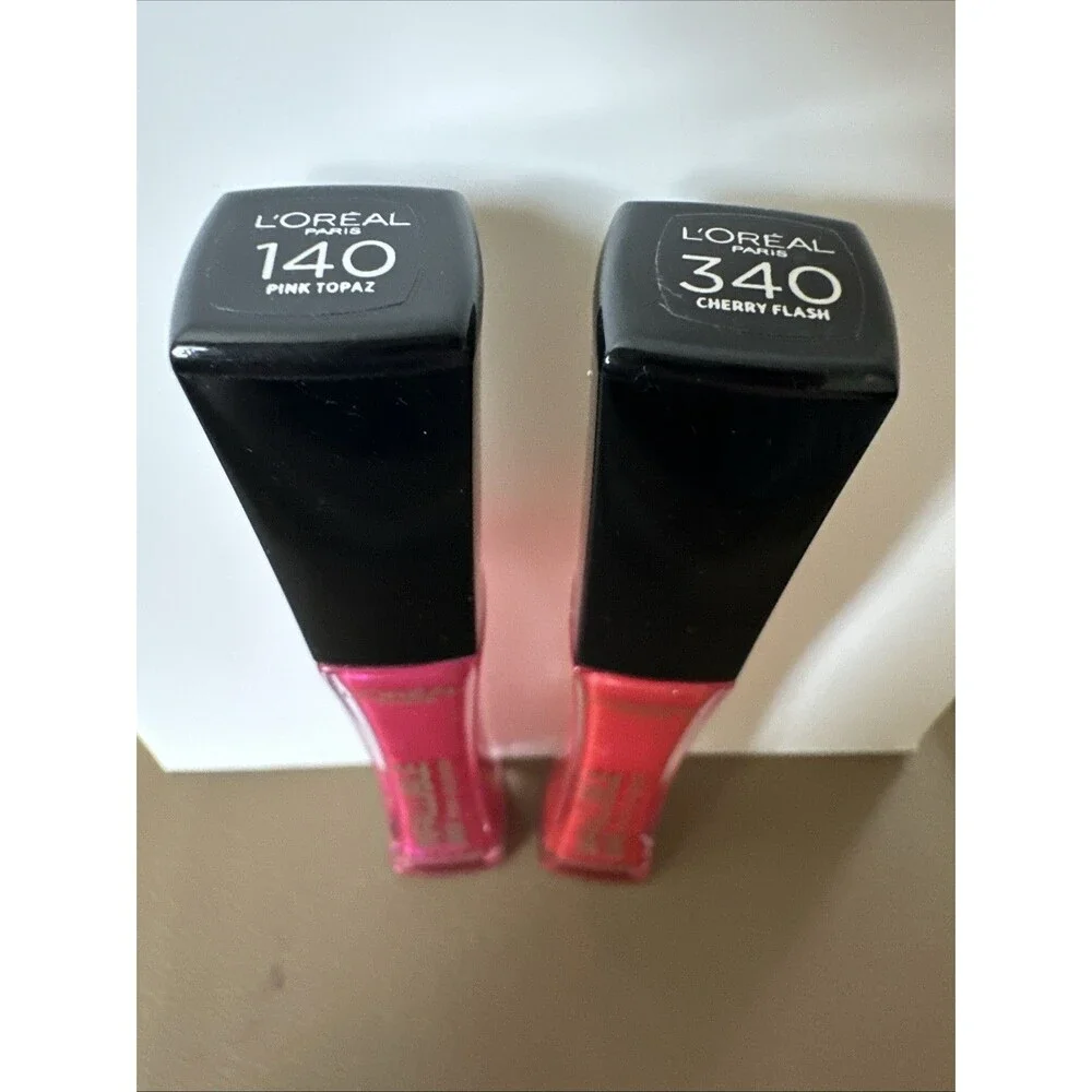L'Oreal Infallible 8 HR Pro Gloss Set: 340 Cherry Flash & 140 Pink Topaz 🩷❤️